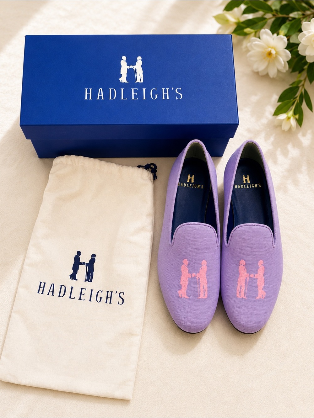 Lavender Pink Embroidered Loafers